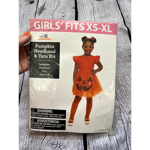 NEW Girls Celebrate! Halloween Pumpkin Headband & Tutu Kit Orange One Size - Picture 5 of 6